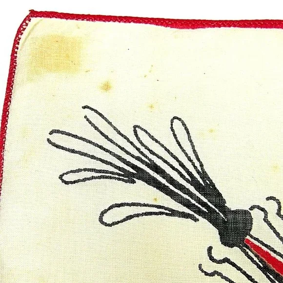 Vintage Mickey Mouse Red Firefighter Handkerchief Original Walt Disney 8" X 8"